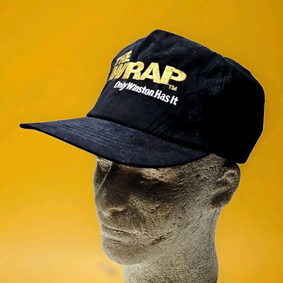 VTG Winston Hat Nascar Racing The Wrap Mens Snapback Plush Fabric Blk 90s EUC! - Picture 5 of 13
